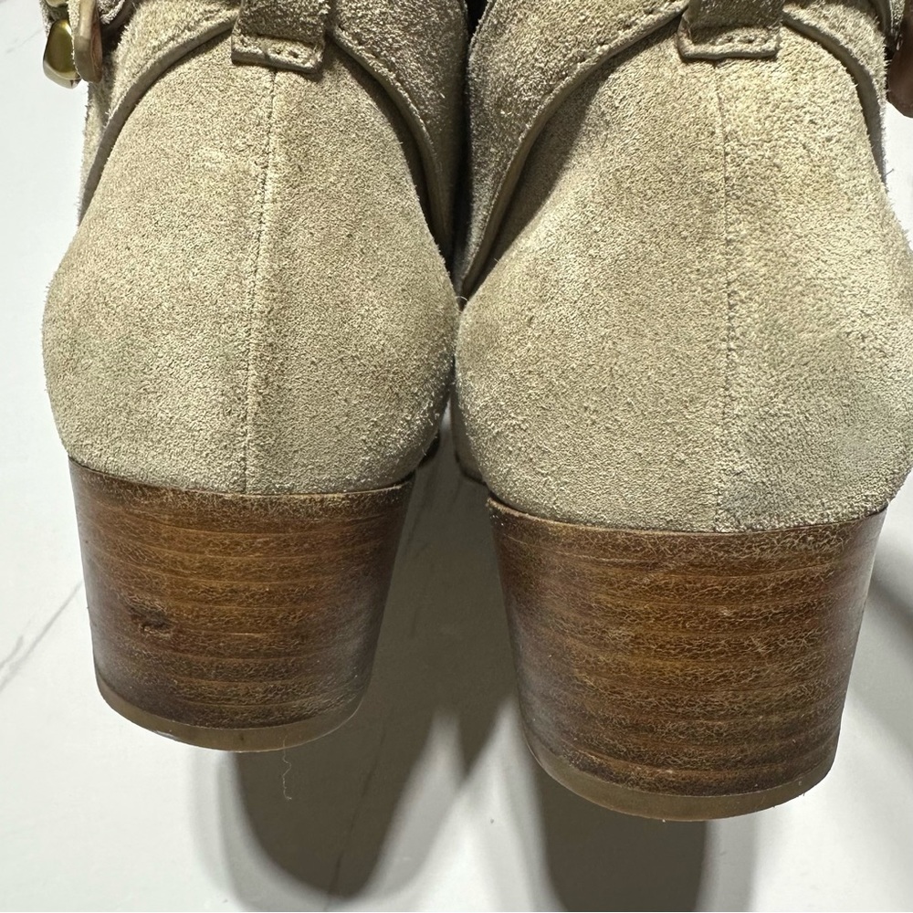Coach Chrystie Suede Ankle Boots with Gold Buckle - Picture 14 of 16